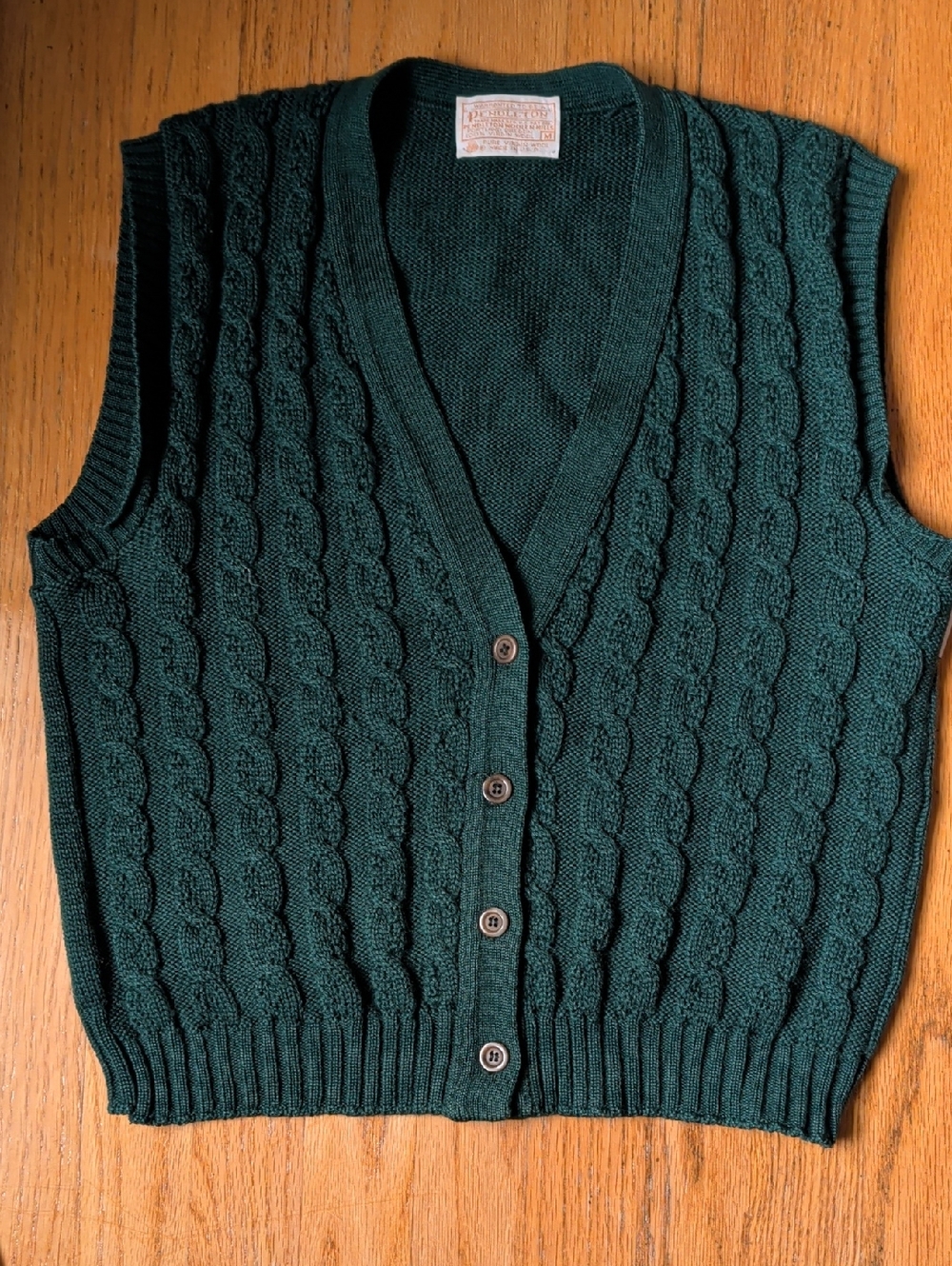 Pendleton Deep Teal Cable-Knit V-Neck Sweater Vest